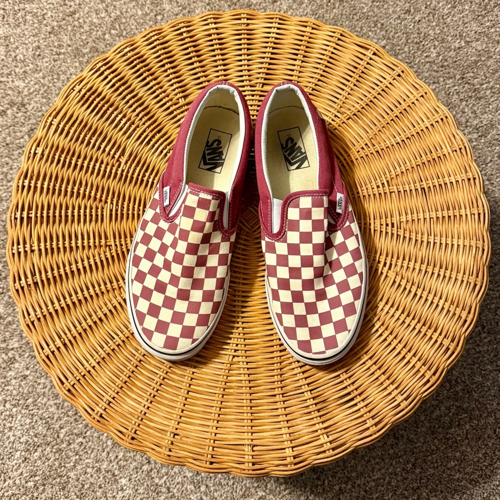 Vans Pink and Cream Checkered Sneakers